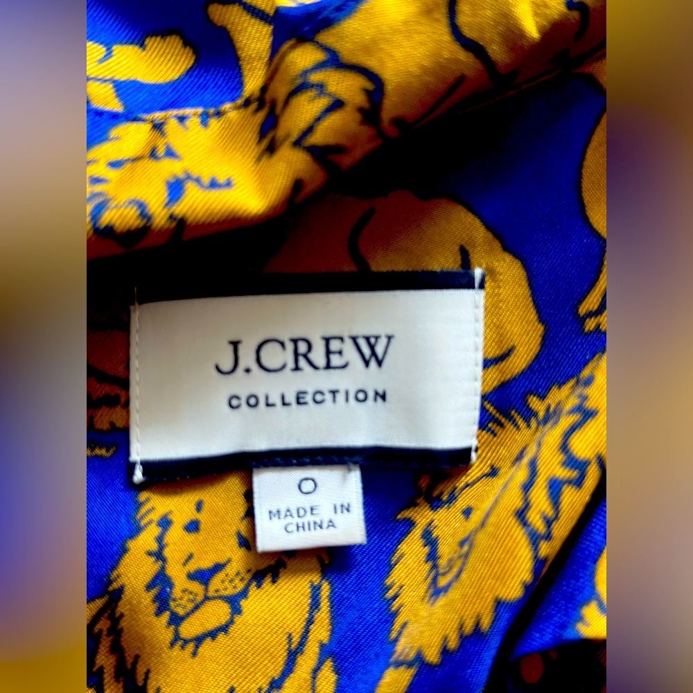J Crew Collection silk lion Button Up